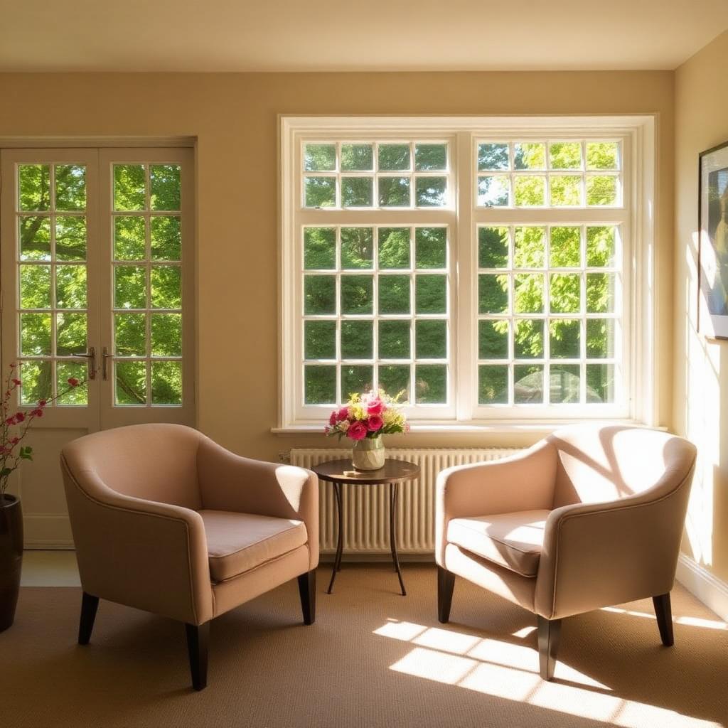 A peaceful therapy room in Kent providing a safe and confidential atmosphere for counselling.